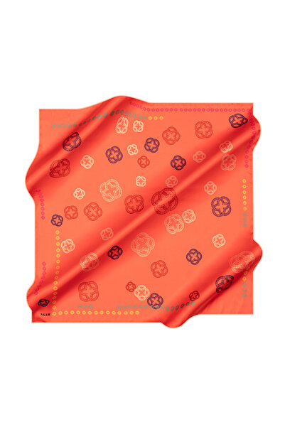 Aker Red 90X90 Silk Crepe Satin Scarf