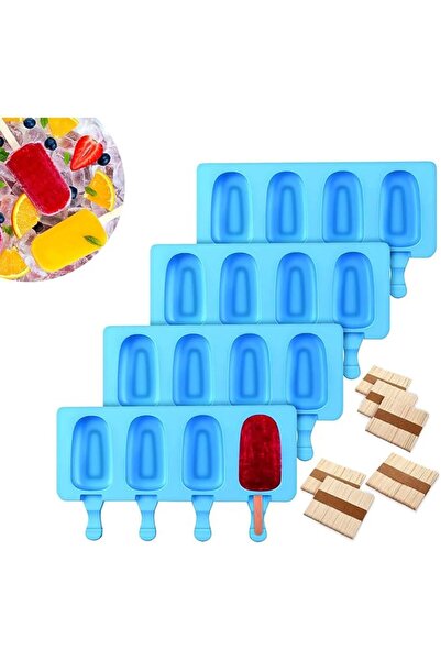 Arabest ٤ قوالب آيس كريم مع ٢٠٠ عود خشبي، لصنع كعكة مصاصة كريمية منزلية الصنع...
