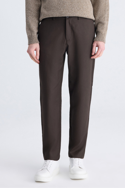 D'S Damat Ds Damat Comfort Fit Brown Plain Tencel ™ Cotton Blend Lycra Jogger...