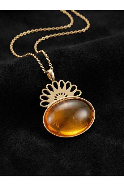 Roza Silver 925 Ayar Gümüş Halef Dizisi Gözyaşı Kolyesi, Sarı Kalsedon Doğal ...