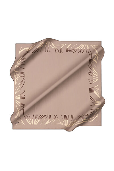 Aker Eșarfă din satin crep de mătase maro deschis 90X90