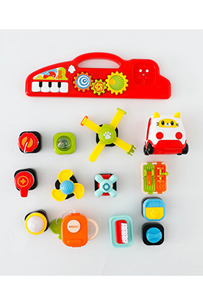 Fab N Funky Musical Blocks Board, Montessori Sensory Toy with Wheels, Busy Ac...