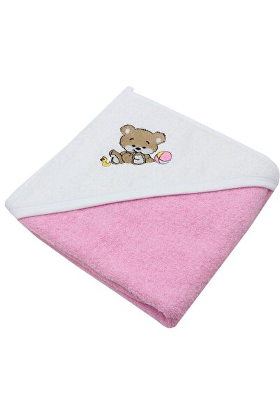 PRICHINDEL Hooded Towel, Bear with Ball, Cotton, Pink, 80 x 100 cm