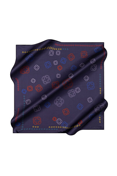 Aker Navy Blue 90X90 Silk Crepe Satin Scarf