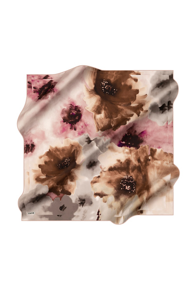 Aker Brown 90X90 Silk Crepe Satin Scarf