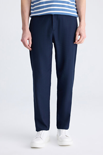 D'S Damat Ds Damat Comfort Fit Navy Blue Plain Tencel ™ Cotton Blend Lycra Jo...