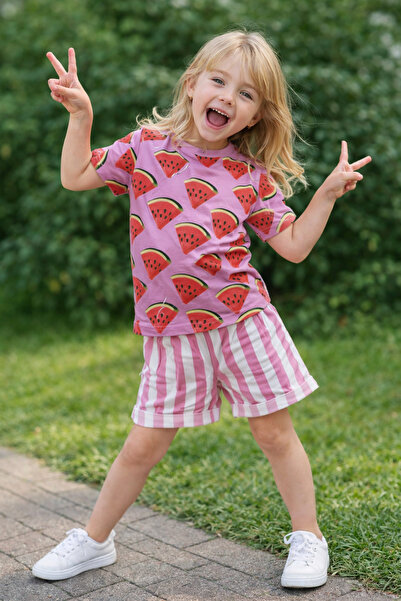 CiciTime Çocuk Modası Летен комплект с къси панталони и плодов принт за момичета