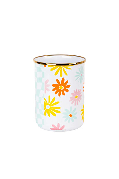 EMAYlab مزهرية/حامل ملاعق بتصميم ريترو هيبي مطلي بالمينا