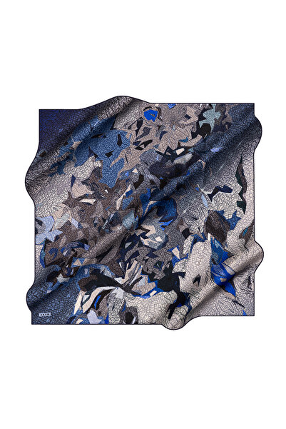 Aker Navy Blue 90X90 Silk Crepe Satin Scarf