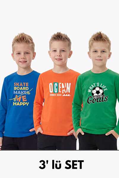 panios kids 3-компонентна мъжка тениска с дълъг ръкав, с детайли на деколтето...