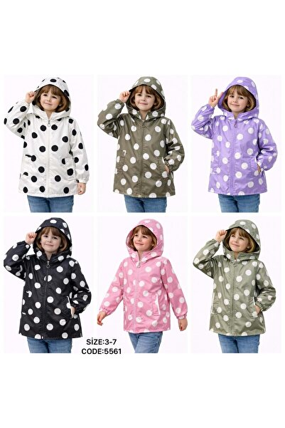 gültekin bebe Asya Kids Puantiyeli Kız Yağmurluk 3-7 Yaş-5561400 - SU YEŞİLİ