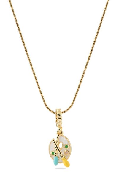 THE ORIGINALS 316L Çelik Ressam Paleti Figürlü Gold Renk Kolye 45cm