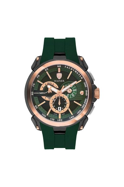 Wainer Erkek Kol Saati Yeşil Silikon Kordon Yeşil Kadran 48MM Kronograf Safir...