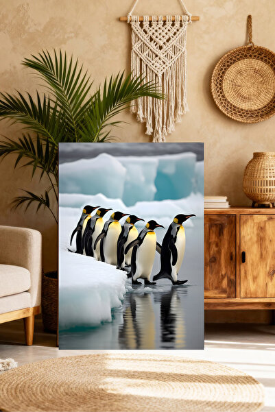 Mushen Studio Pictură cu peisaj înzăpezit al familiei pinguinilor - Portret î...