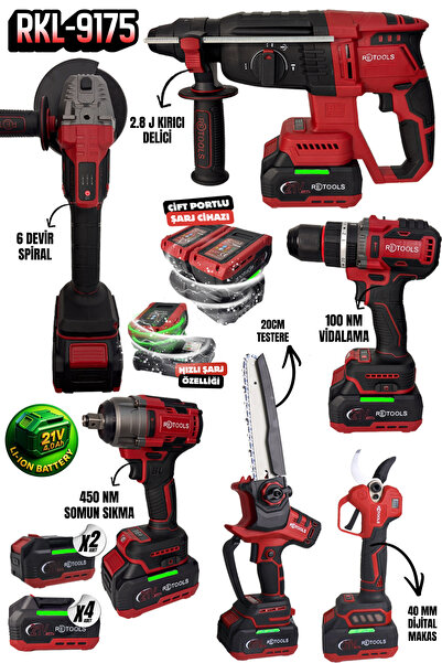 RETOOLS 6’lı Set Bordo – Yeni Seri 4’lü Matkap Seti + Testere & Makaslı 2’li ...