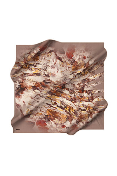 Aker Brown 90X90 Silk Crepe Satin Scarf