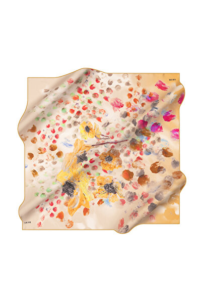 Aker Yellow 90X90 Silk Crepe Satin Scarf