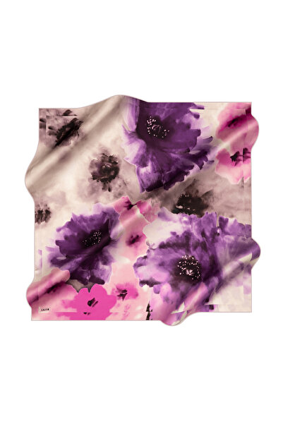 Aker Purple 90X90 Silk Crepe Satin Scarf