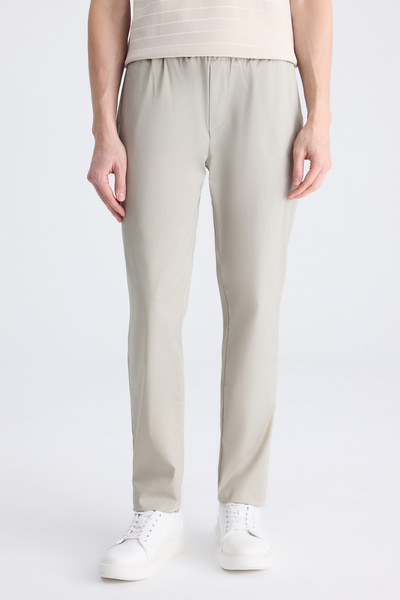 D'S Damat Ds Damat Regular Fit Ecru Herringbone Cotton Jogger Pants
