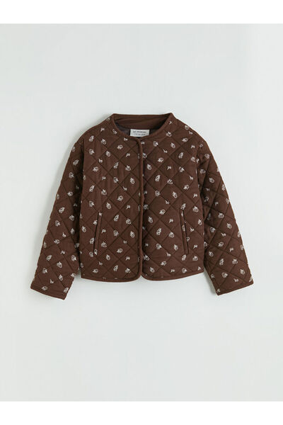 LC Waikiki Καπιτονέ κοριτσίστικο μπουφάν με λουλουδάτο σχέδιο και λαιμόκοψη π...