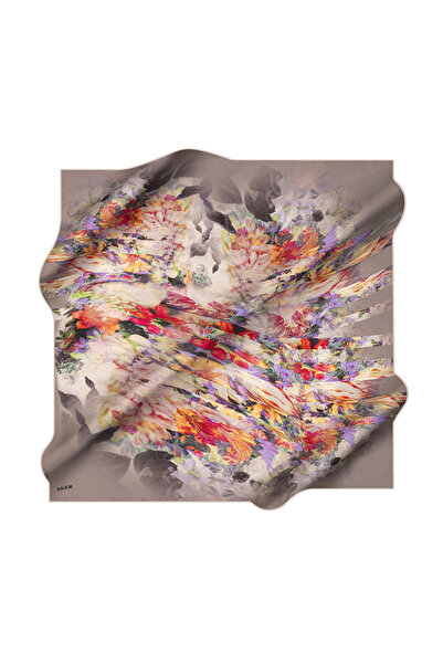 Aker Сірий 90X90 Шовковий креп-сатеневий шарф