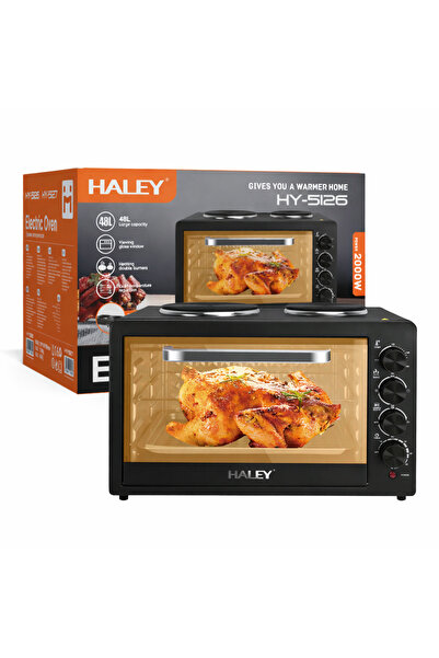 HALEY Cuptor electric HY-5126, 48L, 2000W, cu plită pentru două persoane , uș...
