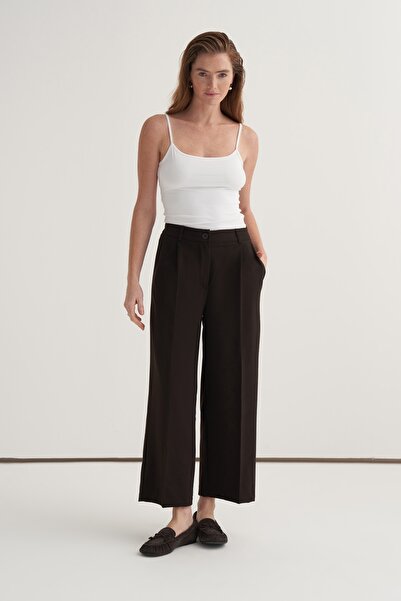 EBU Prive Women's Straight Cut Pencil Pants Bitter Brown