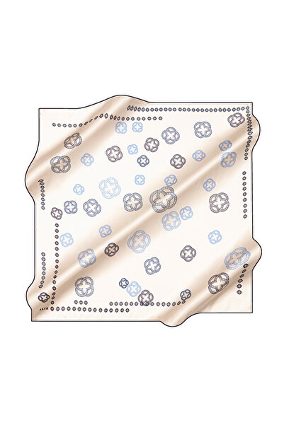 Aker White 90X90 Silk Crepe Satin Scarf