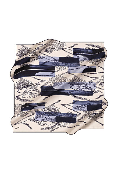 Aker White 90X90 Silk Crepe Satin Scarf