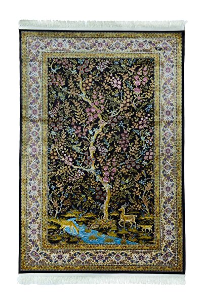 Quality Hayat Ağacı ve Geyik Tasvirli Bambu Halı