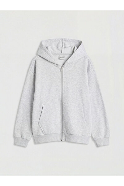 LC Waikiki مجموعة إلسيفا سترة رياضية سميكة ذات قلنسوة باللون الرمادي للفتيات ...