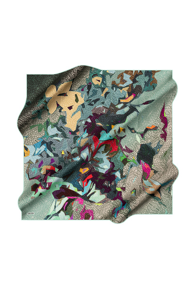 Aker Turquoise 90X90 Silk Crepe Satin Scarf