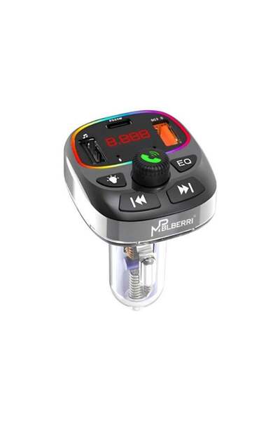 mpBLBERRI 25W PD Car Charger with FM Transmitter, Bluetooth 5.0, QC 3.0 & Dua...