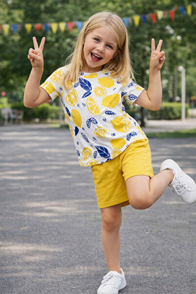 CiciTime Çocuk Modası Летен комплект с къси панталони и плодов принт за момичета