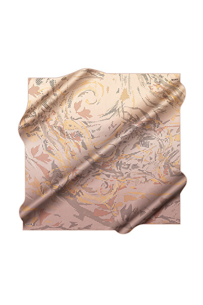 Aker Kahverengi 90X90 İpek Krep Saten Eşarp