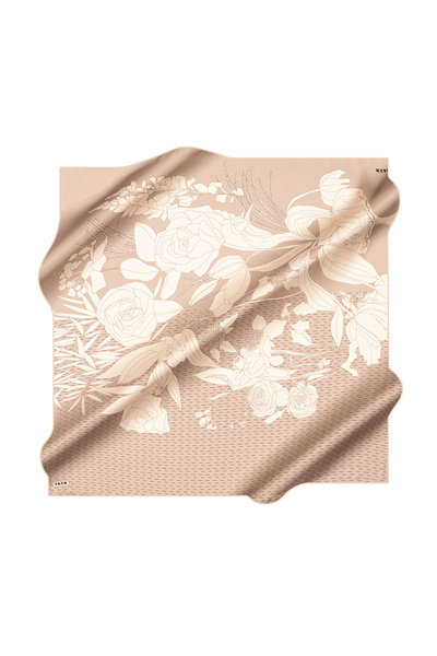 Aker Light Brown 90X90 Silk Crepe Satin Scarf