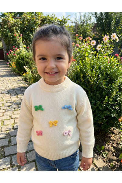 MiniKids Пуловер от мохер „Елеонора“, цвят екрю