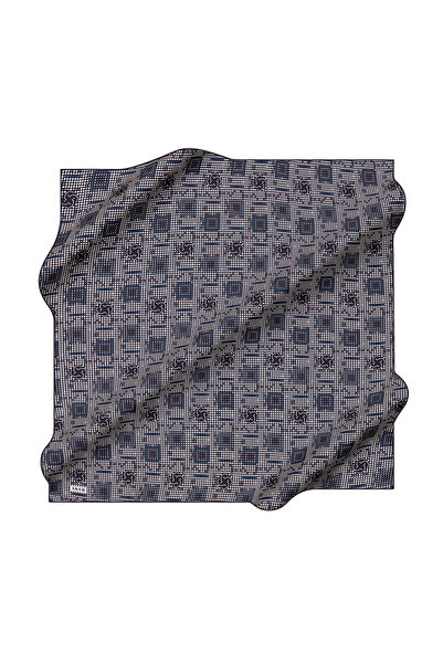 Aker Dark Navy Blue 90X90 Silk Crepe Satin Scarf