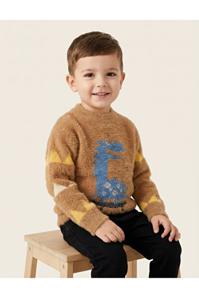 MiniKids Fast And Dino Mohair Sweater, Brown