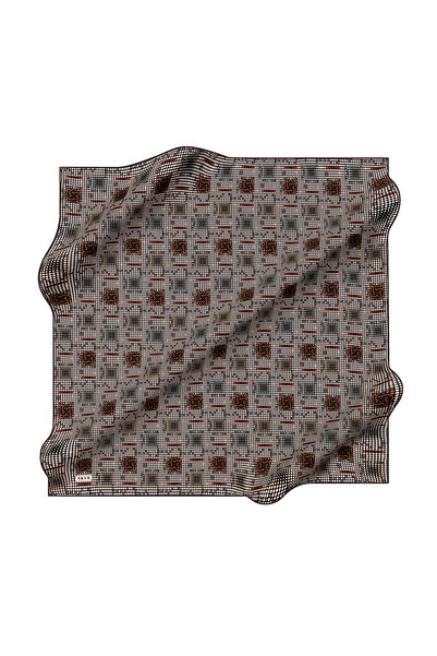 Aker وشاح من الساتان الحريري باللون الرمادي الداكن مقاس 90X90