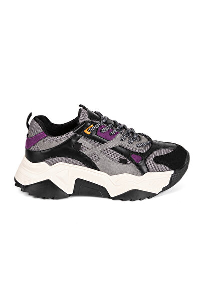 VİVENS MODA Women's Black Purple Casual Sneaker Thick Sole Shoes