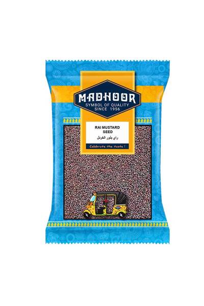 MADHOOR Rai Mustard Seeds Whole Tiny Black Sarso Tempered Spice (500g)