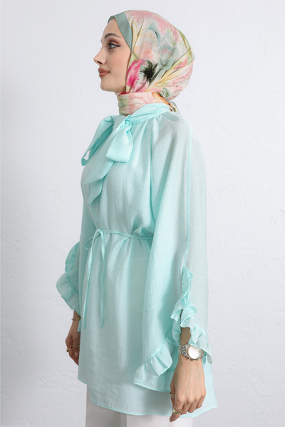 Salih Çelebi Collared Tunic Y0059 - Mint Green
