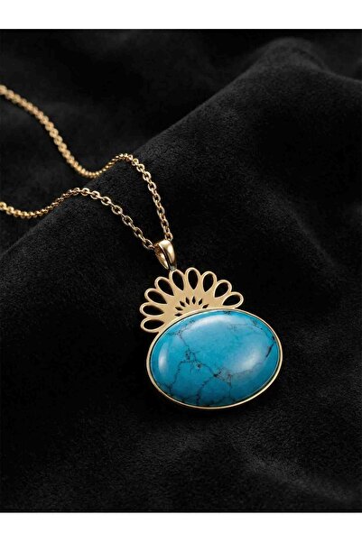 Erdobia 925 Ayar Gümüş Halef Dizisi Gözyaşı Kolyesi, Firuze Doğal Taşlı Elişi...