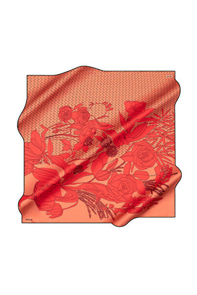 Aker Red 90X90 Silk Crepe Satin Scarf