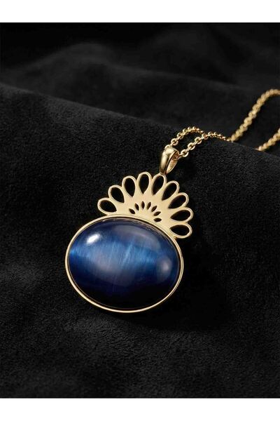 Roza Silver 925 Ayar Gümüş Halef Dizisi Gözyaşı Kolyesi, Lapis Lazuli Doğal T...