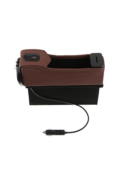 Generic Car Seat Gap Organizer with USB Charger and Cooling Fan, Leather Cons...