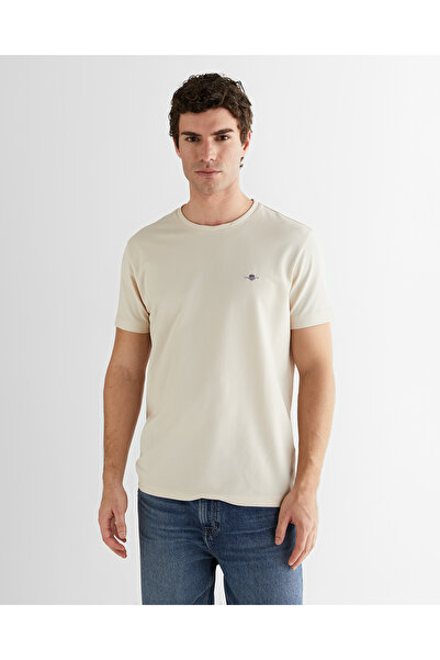 Gant Erkek Bej Regular Fit Bisiklet Yaka T-Shirt