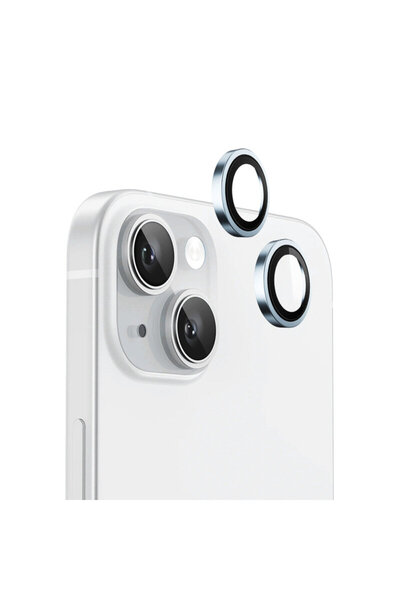 BLUEO Γνήσιο προστατευτικό φακού μεταλλικού πλαισίου για iPhone 15, μπλε