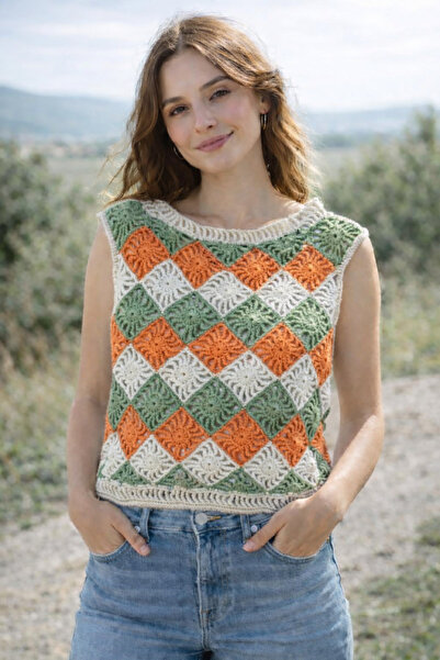 diğerr1 Megahan Tigi Workwear Hand-Embroidered Summer Colorful Sweater, Esme